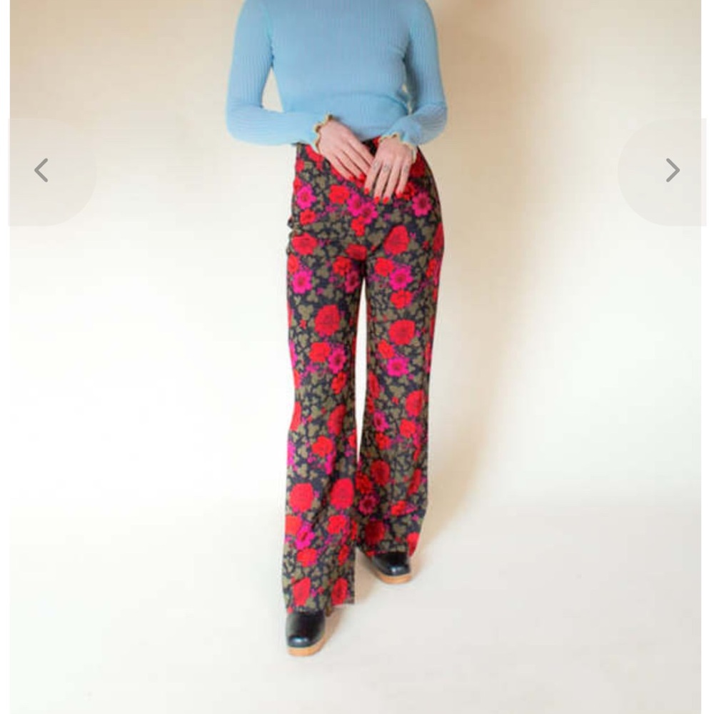 ROLLA'S Red and Black Floral Boot Cut Pants